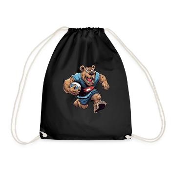 Bären Rugbyspieler - Turnbeutel - Schwarz - Vorne