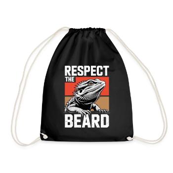 Respect the Beard! Bearded Dragon Reptile Terraristics - Drawstring Bag - black - Front