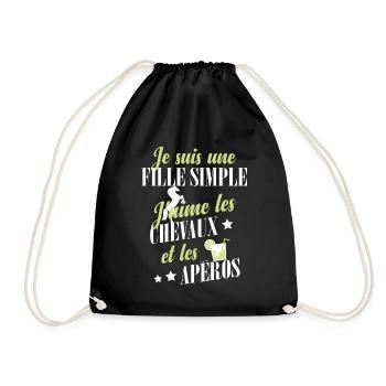 Cheval - Une fille simple - Sac de sport léger - noir - Devant