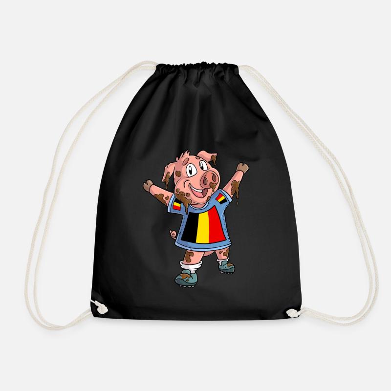 Fan Pig Belgium - Drawstring Bag - black