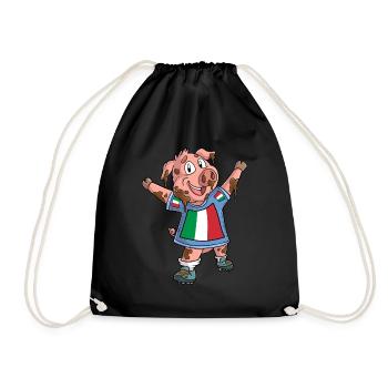 Fan Pig Italy - Drawstring Bag - black - Front