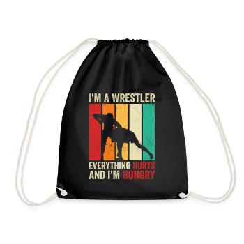 I'm a Wrestler Everything hurts and I'm hungry - Drawstring Bag - black - Front