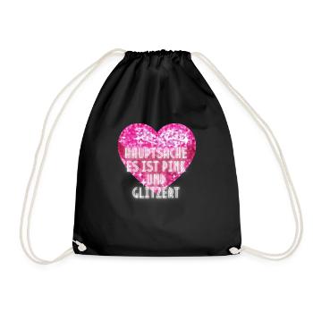 Hauptsache es ist pink und glitzert - Turnbeutel - Schwarz - Vorne