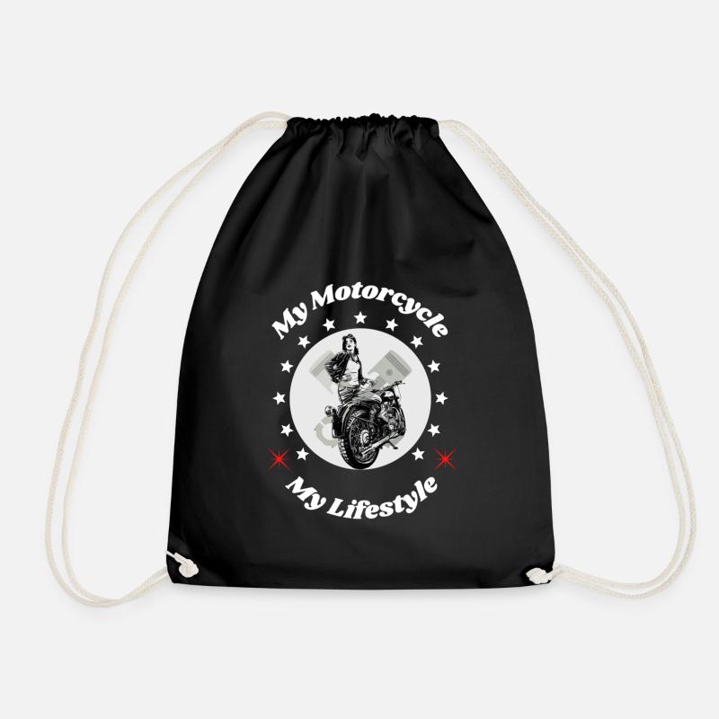 Biker look. - Drawstring Bag - black