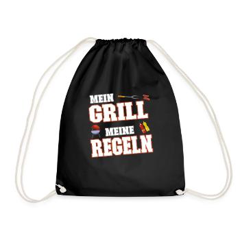 Mein Grill meine Regeln - Grillen Griller Sommer - Turnbeutel - Schwarz - Vorne