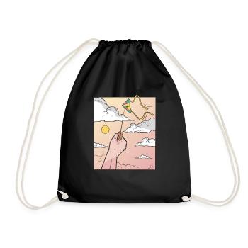 Kite Flying - Kite Flyer Kite - Drawstring Bag - black - Front