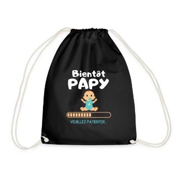 Papy, annonce futur grand père cadeau humour - Sac de sport léger - noir - Devant
