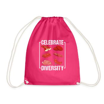 Celebrate Diversity - Meat Diversity Grilling - Drawstring Bag - fuchsia - Front