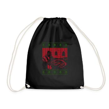 Ugly Christmas Outfit Ho Ho Santa Pissing - Drawstring Bag - black - Front