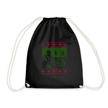 Ho Ho Santa Pissing Ugly Christmas Outfit - Drawstring Bag - black - Front