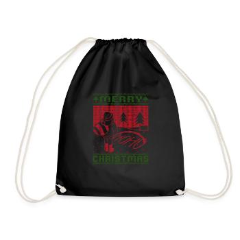 Ugly Christmas Santa Pissing Ho Ho Ho - Drawstring Bag - black - Front