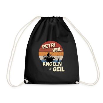 Angeln ist geil Angler Shirt Motiv Geschenk Idee - Turnbeutel - Schwarz - Vorne