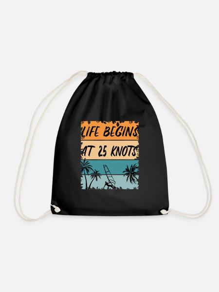 Life begins at 25 Knots - Windsurfen Windsurfing - Turnbeutel - Schwarz
