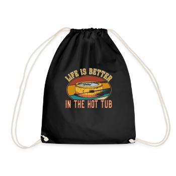 Retro Vintage Life is better in the hot tub - Turnbeutel - Schwarz - Vorne