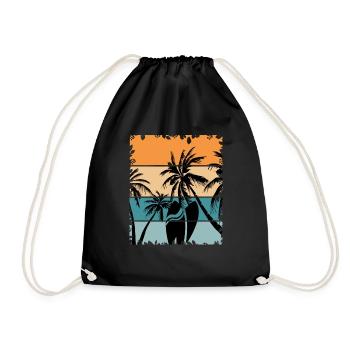 Retro Vintage Palmen und Surfen - Strand Surfer - Turnbeutel - Schwarz - Vorne