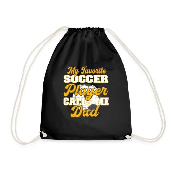 My favorite soccer player calls me Dad - Drawstring Bag - black - Front