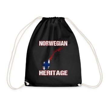 Norwegian Heritage - Norwegen Norwegisch Norsk - Turnbeutel - Schwarz - Vorne
