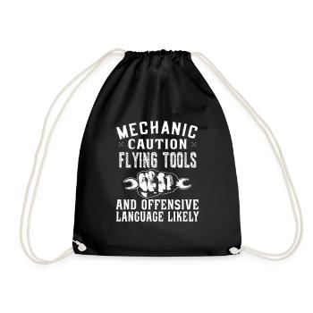 Mechanic Caution flying tools - Mechaniker - Turnbeutel - Schwarz - Vorne