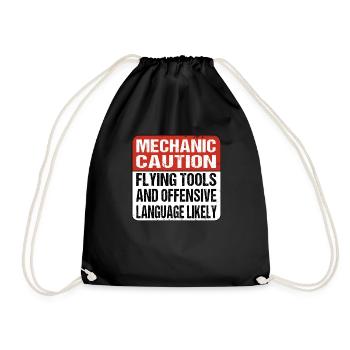 Mechanic Caution flying tools -Screwdriver - Drawstring Bag - black - Front