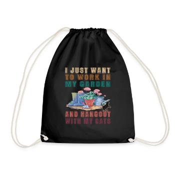 I just want to work in my garden- Cat Cats - Drawstring Bag - black - Front