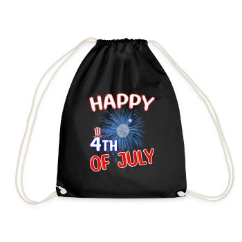 Happy 4th of July - Nationalfeiertag USA - Turnbeutel - Schwarz - Vorne