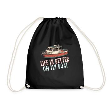 Life is better on my boat - Boat Captain Ship - Drawstring Bag - black - Front