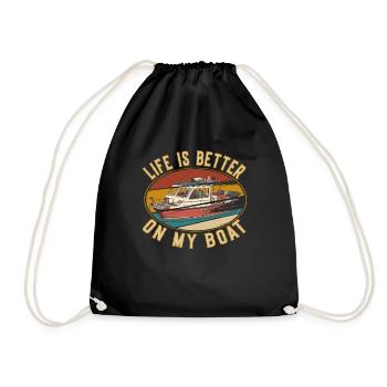 Retro Life is better on my boat Boat Captain - Drawstring Bag - black - Front
