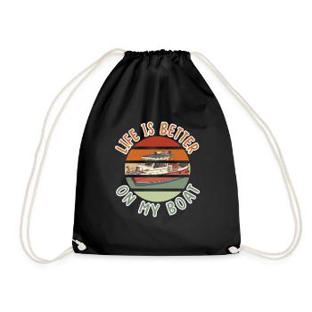 Old Retro Life is better on my boat Boots Kapitän - Drawstring Bag - black - Front