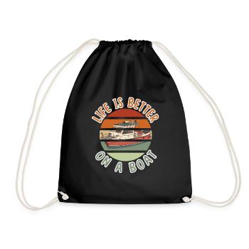 Old Retro Life is better on a boat Boots Kapitän - Drawstring Bag - black - Front