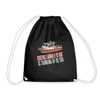 Sometimes I wonder if my boat - Boot Boots Kapitän - Drawstring Bag - black - Front
