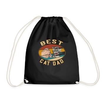 Retro Vintage Best Cat Dad - Katze Katzenpapa - Turnbeutel - Schwarz - Vorne
