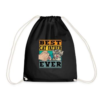 Retro Best Cat Father ever - Katze Katzenpapa - Drawstring Bag - black - Front