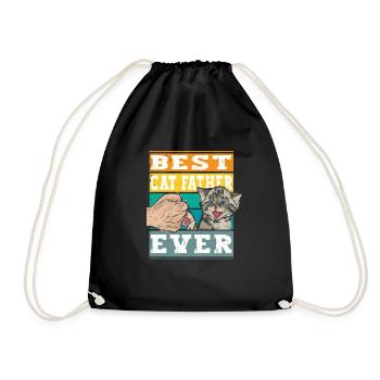Retro Best Cat Father ever - Katzenpapa Katze - Drawstring Bag - black - Front