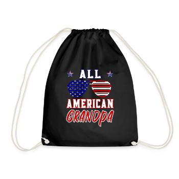 All American Grandpa - 4th of July - Drawstring Bag - black - Front