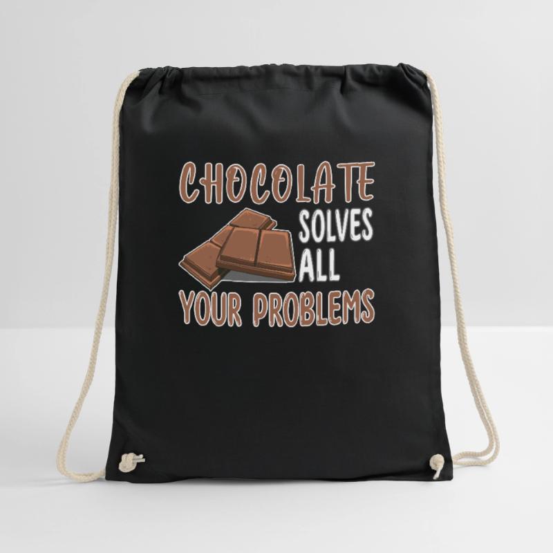 Chocolate solves all your problems - Schoko Drawstring Bag