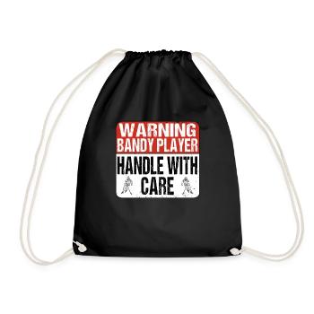 Warning Bandy Player Handle with care - Turnbeutel - Schwarz - Vorne