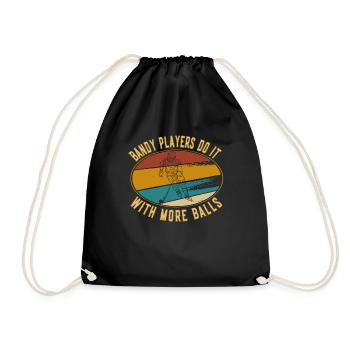 Retro Bandy Players do it with more balls - Drawstring Bag - black - Front