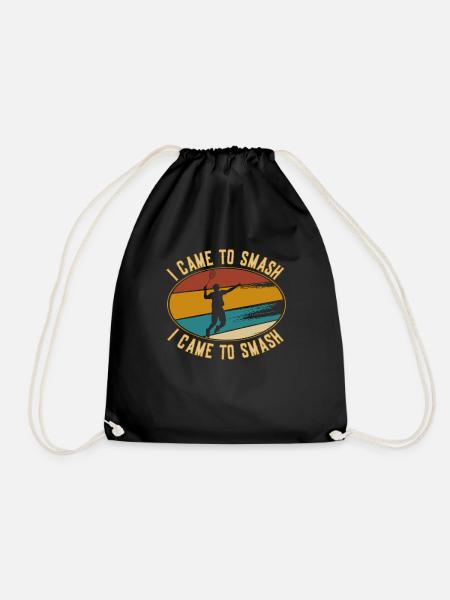 Retro I Came to Smash Badminton Player - Drawstring Bag - black