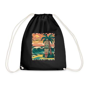 Retro 70s 80s Maui Vintage Hawaii Tropical - Turnbeutel - Schwarz - Vorne