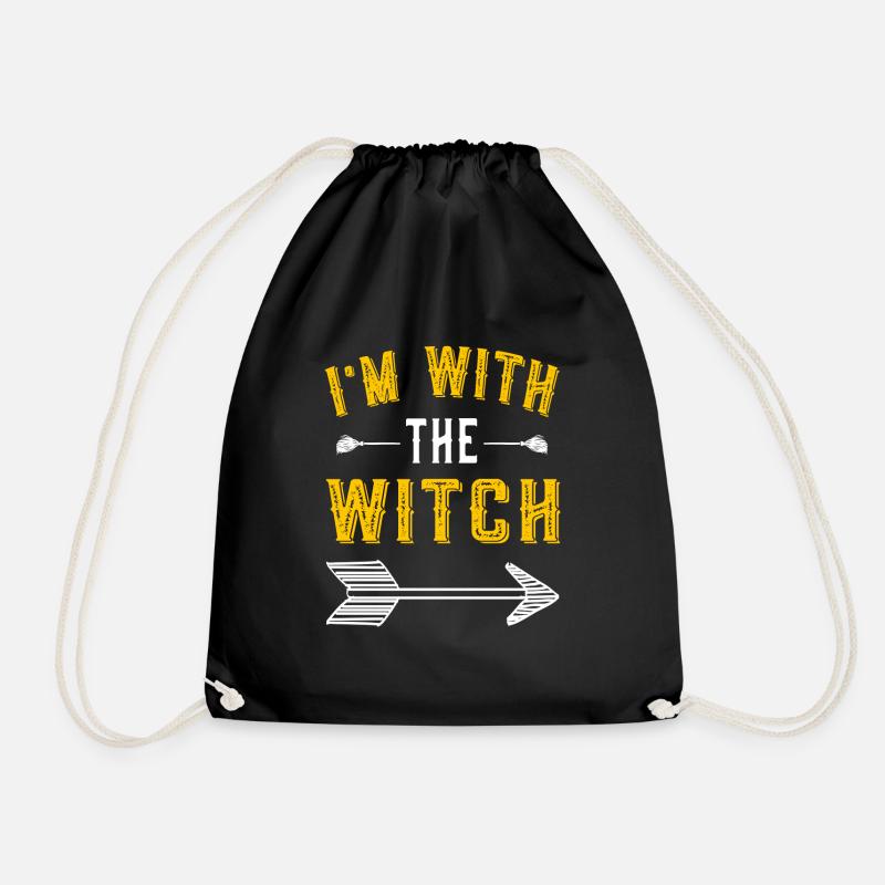 I'm with the witch - Hexe Halloween - Drawstring Bag - black