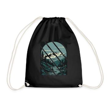 Retro Mountains - Mountains Hiking Bike Trekking - Drawstring Bag - black - Front
