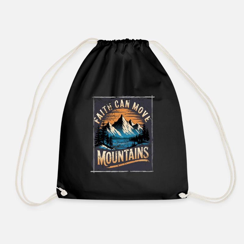 Retro Faith can move mountains - Glaube Jesus - Turnbeutel - Schwarz