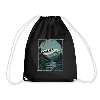 Retro Mountains - Mountains Hiking Trekking Bike - Drawstring Bag - black - Front