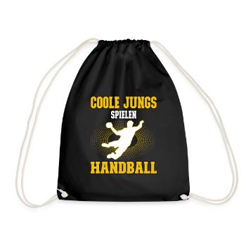 Coole Jungs spielen Handball - Handballer - Turnbeutel - Schwarz - Vorne