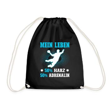 Mein Leben 50 Harz 50 Adrenalin Männer Handball - Turnbeutel - Schwarz - Vorne