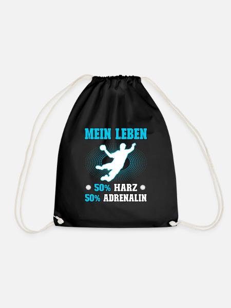 Mein Leben 50 Harz 50 Adrenalin Männer Handball - Turnbeutel - Schwarz
