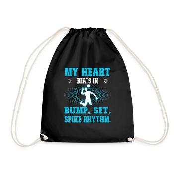 Heart beats in Bump, Set, Spike Rhythm Volleyball - Turnbeutel - Schwarz - Vorne