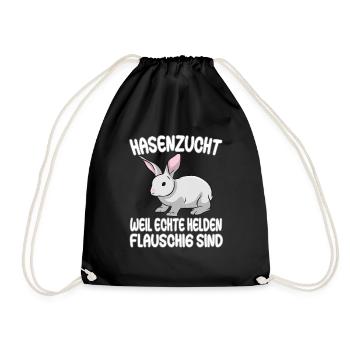 Hasenzucht - weil echte Helden flauschig sind - Turnbeutel - Schwarz - Vorne