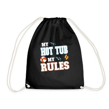 My hot tub my rules - Baderegeln Pool Party - Turnbeutel - Schwarz - Vorne