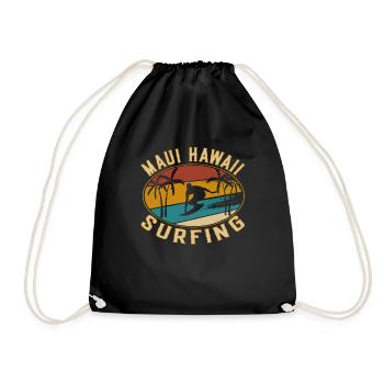 Retro Vintage Maui Hawaii Surfing - Tenue de surfeur - Sac de sport léger - noir - Devant